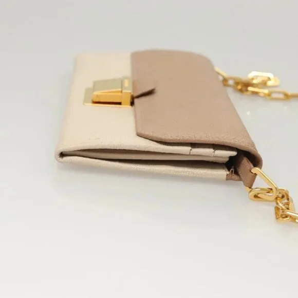 Miu Miu Chain Wallet Leather Pink Gold Auth am8441 - Picture 5 of 15